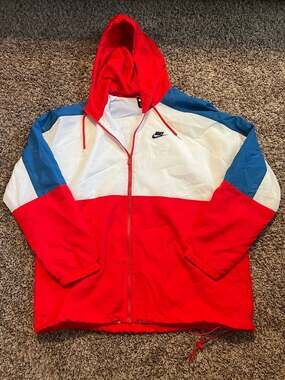 Nike Sportswear Colorblock Windrunner Hooded Jacket - Red/White/Blue